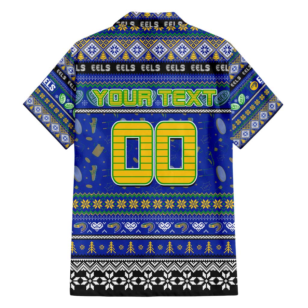 Personalized Eels Rugby Xmas Family Matching Tank Maxi Dress and Hawaiian Shirt Australia NRL Mascot
