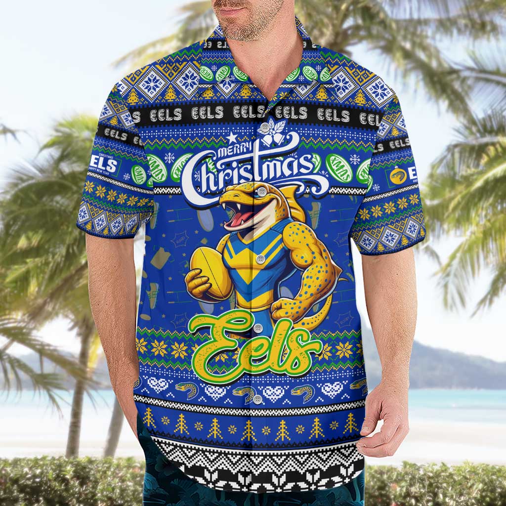 Personalized Eels Rugby Xmas Hawaiian Shirt Australia NRL Mascot