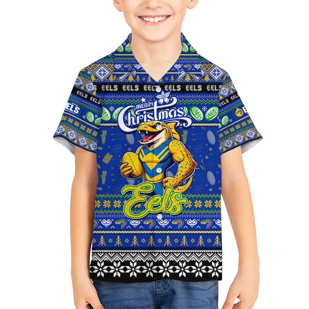 Personalized Eels Rugby Xmas Hawaiian Shirt Australia NRL Mascot