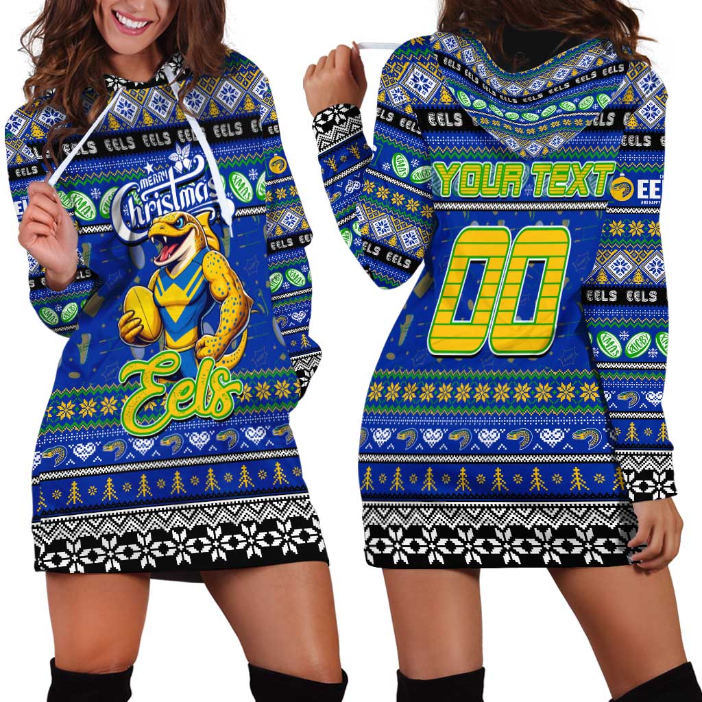 Personalized Eels Rugby Xmas Hoodie Dress Australia NRL Mascot