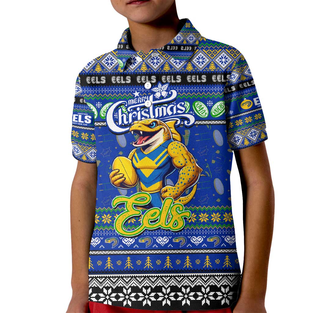 Personalized Eels Rugby Xmas Kid Polo Shirt Australia NRL Mascot
