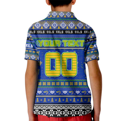 Personalized Eels Rugby Xmas Kid Polo Shirt Australia NRL Mascot