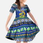 Personalized Eels Rugby Xmas Kid Short Sleeve Dress Australia NRL Mascot