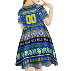 Personalized Eels Rugby Xmas Kid Short Sleeve Dress Australia NRL Mascot