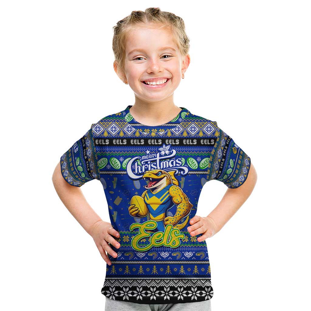 Personalized Eels Rugby Xmas Kid T Shirt Australia NRL Mascot