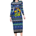 Personalized Eels Rugby Xmas Long Sleeve Bodycon Dress Australia NRL Mascot