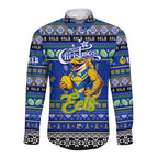 Personalized Eels Rugby Xmas Long Sleeve Button Shirt Australia NRL Mascot