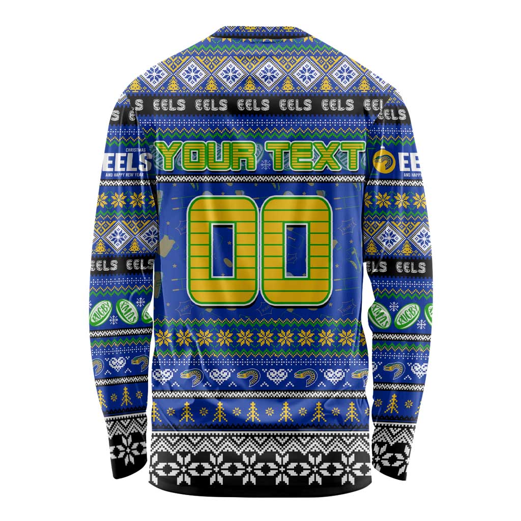 Personalized Eels Rugby Xmas Long Sleeve Shirt Australia NRL Mascot