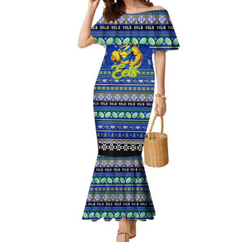 Personalized Eels Rugby Xmas Mermaid Dress Australia NRL Mascot