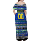 Personalized Eels Rugby Xmas Off Shoulder Maxi Dress Australia NRL Mascot