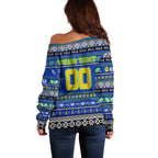 Personalized Eels Rugby Xmas Off Shoulder Sweater Australia NRL Mascot