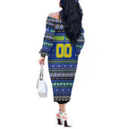 Personalized Eels Rugby Xmas Off The Shoulder Long Sleeve Dress Australia NRL Mascot
