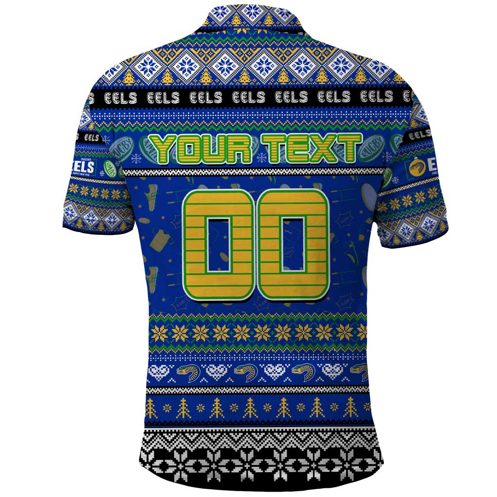 Personalized Eels Rugby Xmas Polo Shirt Australia NRL Mascot