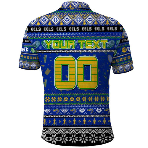 Personalized Eels Rugby Xmas Polo Shirt Australia NRL Mascot
