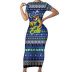 Personalized Eels Rugby Xmas Short Sleeve Bodycon Dress Australia NRL Mascot
