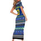 Personalized Eels Rugby Xmas Short Sleeve Bodycon Dress Australia NRL Mascot