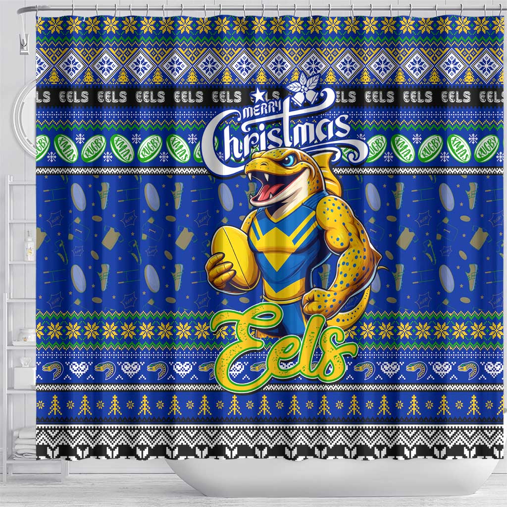 Eels Rugby Xmas Shower Curtain Australia NRL Mascot