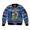 Personalized Eels Rugby Xmas Sleeve Zip Bomber Jacket Australia NRL Mascot
