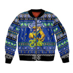 Personalized Eels Rugby Xmas Sleeve Zip Bomber Jacket Australia NRL Mascot