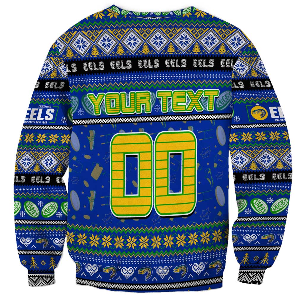 Personalized Eels Rugby Xmas Sweatshirt Australia NRL Mascot
