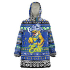 Personalized Eels Rugby Xmas Wearable Blanket Hoodie Australia NRL Mascot