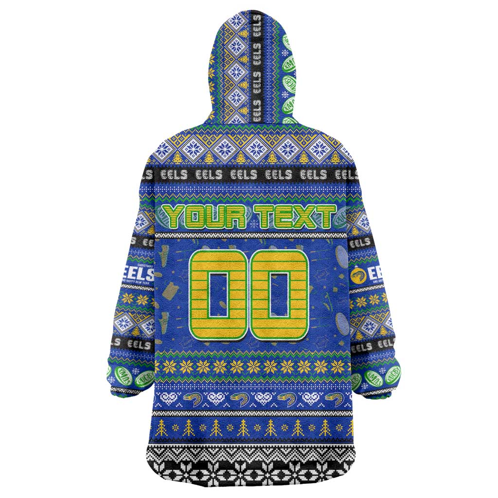 Personalized Eels Rugby Xmas Wearable Blanket Hoodie Australia NRL Mascot