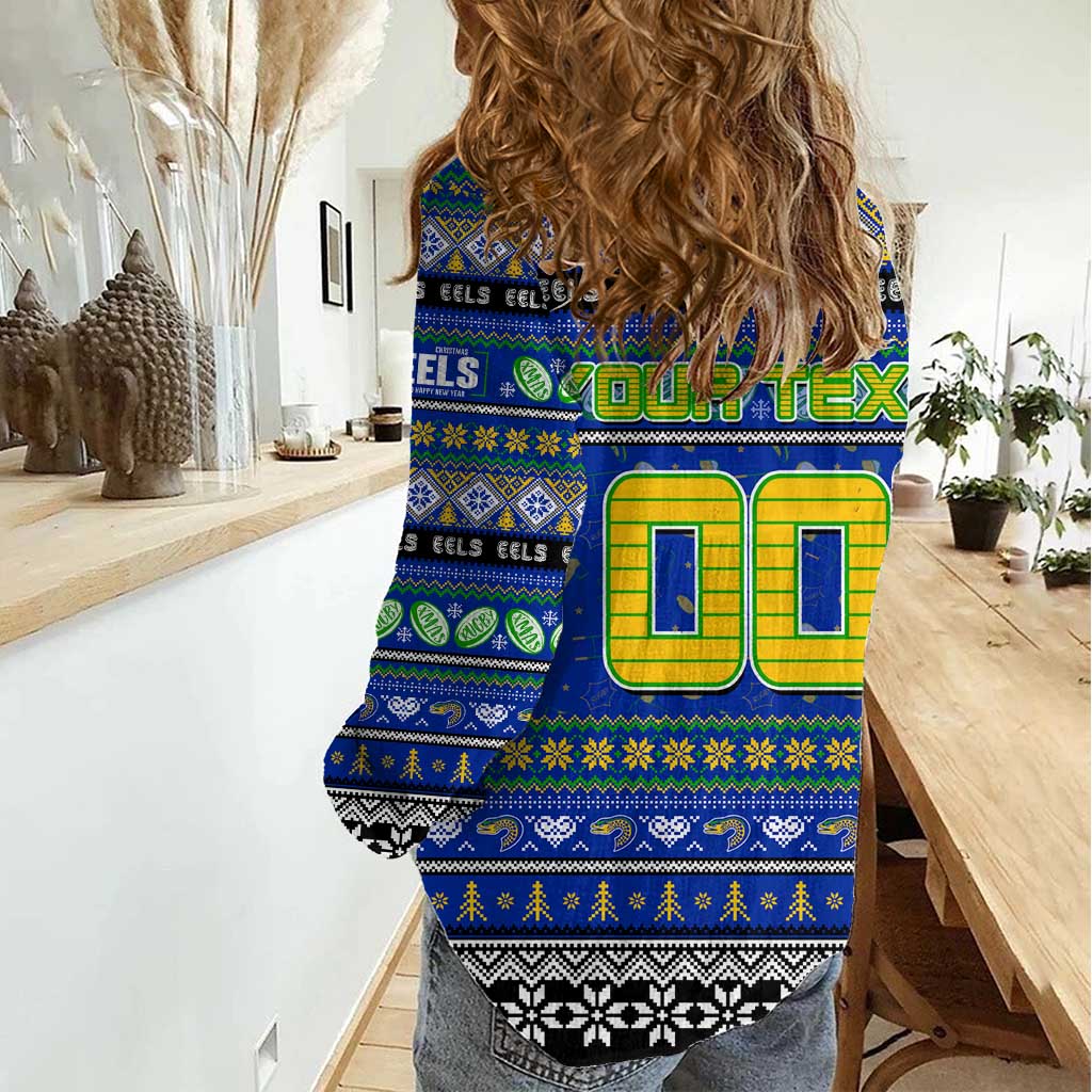 Personalized Eels Rugby Xmas Women Casual Shirt Australia NRL Mascot
