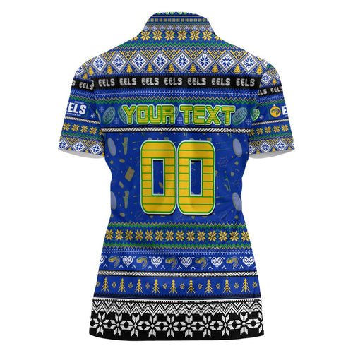 Personalized Eels Rugby Xmas Women Polo Shirt Australia NRL Mascot