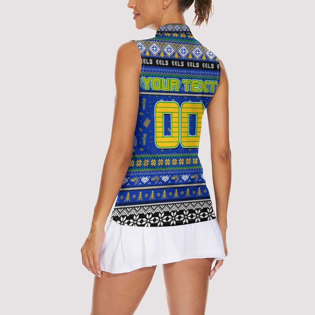 Personalized Eels Rugby Xmas Women Sleeveless Polo Shirt Australia NRL Mascot