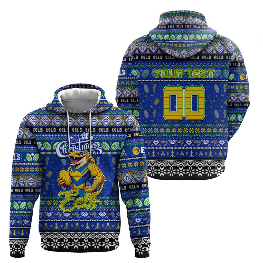 Personalized Eels Rugby Xmas Zip Hoodie Australia NRL Mascot