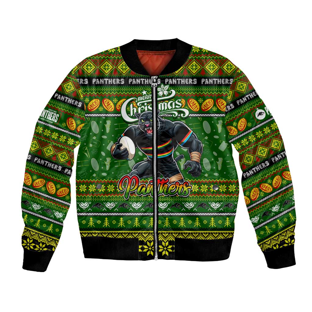 Personalized Panthers Rugby Xmas Bomber Jacket Australia NRL Mascot