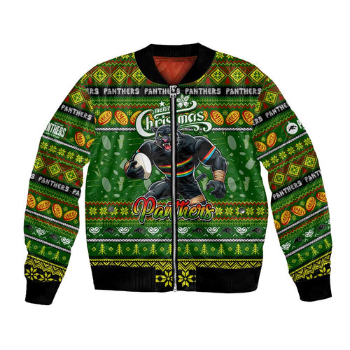 Personalized Panthers Rugby Xmas Bomber Jacket Australia NRL Mascot