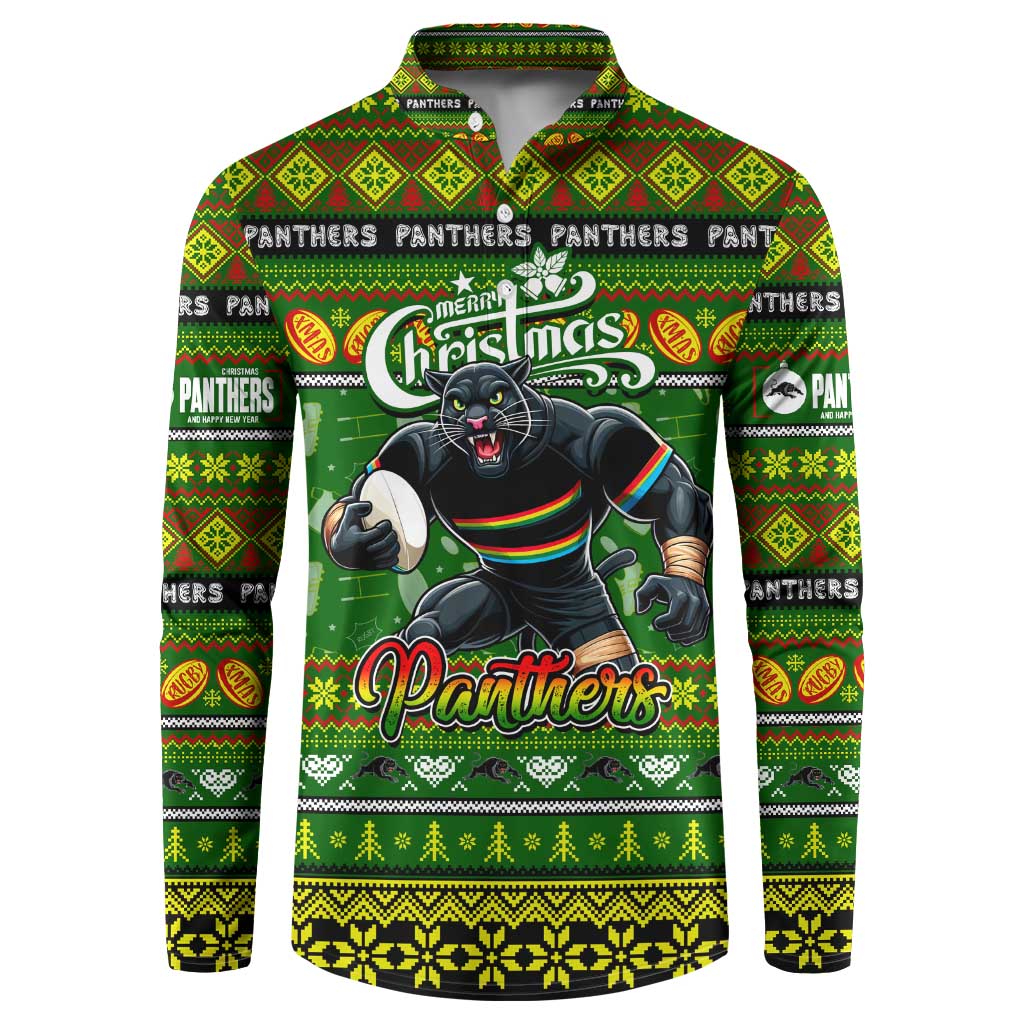 Personalized Panthers Rugby Xmas Button Sweatshirt Australia NRL Mascot