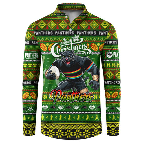 Personalized Panthers Rugby Xmas Button Sweatshirt Australia NRL Mascot