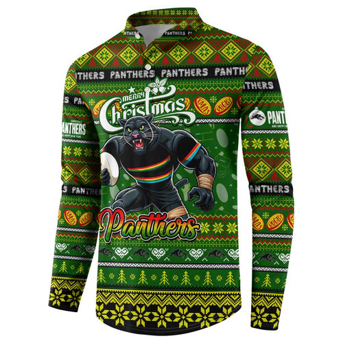 Personalized Panthers Rugby Xmas Button Sweatshirt Australia NRL Mascot