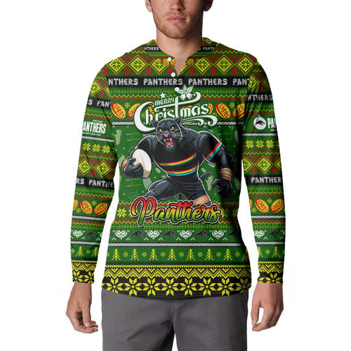 Personalized Panthers Rugby Xmas Button Sweatshirt Australia NRL Mascot