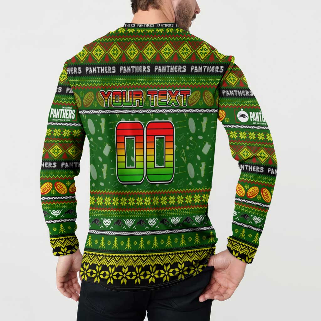 Personalized Panthers Rugby Xmas Button Sweatshirt Australia NRL Mascot