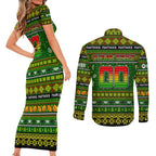 Personalized Panthers Rugby Xmas Couples Matching Short Sleeve Bodycon Dress and Long Sleeve Button Shirt Australia NRL Mascot