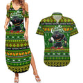 Personalized Panthers Rugby Xmas Couples Matching Summer Maxi Dress and Hawaiian Shirt Australia NRL Mascot