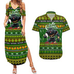 Personalized Panthers Rugby Xmas Couples Matching Summer Maxi Dress and Hawaiian Shirt Australia NRL Mascot