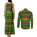 Personalized Panthers Rugby Xmas Couples Matching Tank Maxi Dress and Long Sleeve Button Shirt Australia NRL Mascot