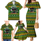 Personalized Panthers Rugby Xmas Family Matching Mermaid Dress and Hawaiian Shirt Australia NRL Mascot
