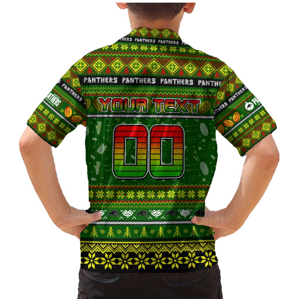 Personalized Panthers Rugby Xmas Family Matching Mermaid Dress and Hawaiian Shirt Australia NRL Mascot