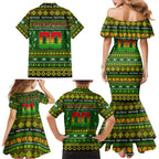Personalized Panthers Rugby Xmas Family Matching Mermaid Dress and Hawaiian Shirt Australia NRL Mascot