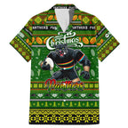 Personalized Panthers Rugby Xmas Family Matching Mermaid Dress and Hawaiian Shirt Australia NRL Mascot