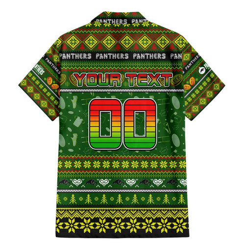 Personalized Panthers Rugby Xmas Family Matching Mermaid Dress and Hawaiian Shirt Australia NRL Mascot
