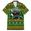 Personalized Panthers Rugby Xmas Family Matching Off Shoulder Maxi Dress and Hawaiian Shirt Australia NRL Mascot