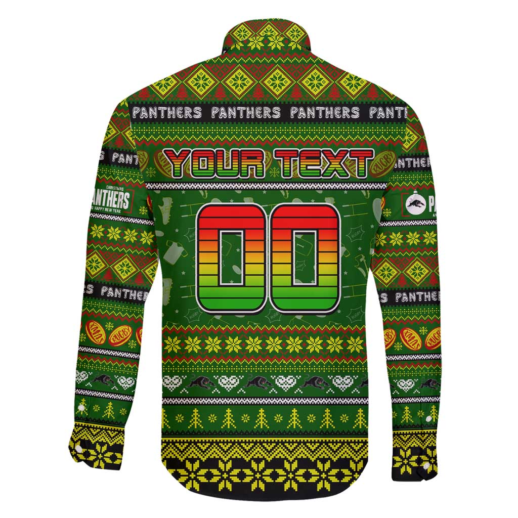 Personalized Panthers Rugby Xmas Family Matching Off Shoulder Maxi Dress and Hawaiian Shirt Australia NRL Mascot