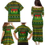 Personalized Panthers Rugby Xmas Family Matching Puletasi and Hawaiian Shirt Australia NRL Mascot