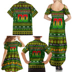 Personalized Panthers Rugby Xmas Family Matching Summer Maxi Dress and Hawaiian Shirt Australia NRL Mascot